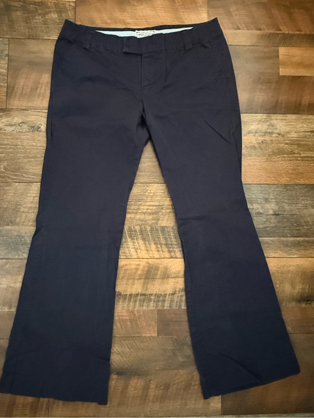 American Eagle Navy Trouser Chinos- flared leg/low rise Tab